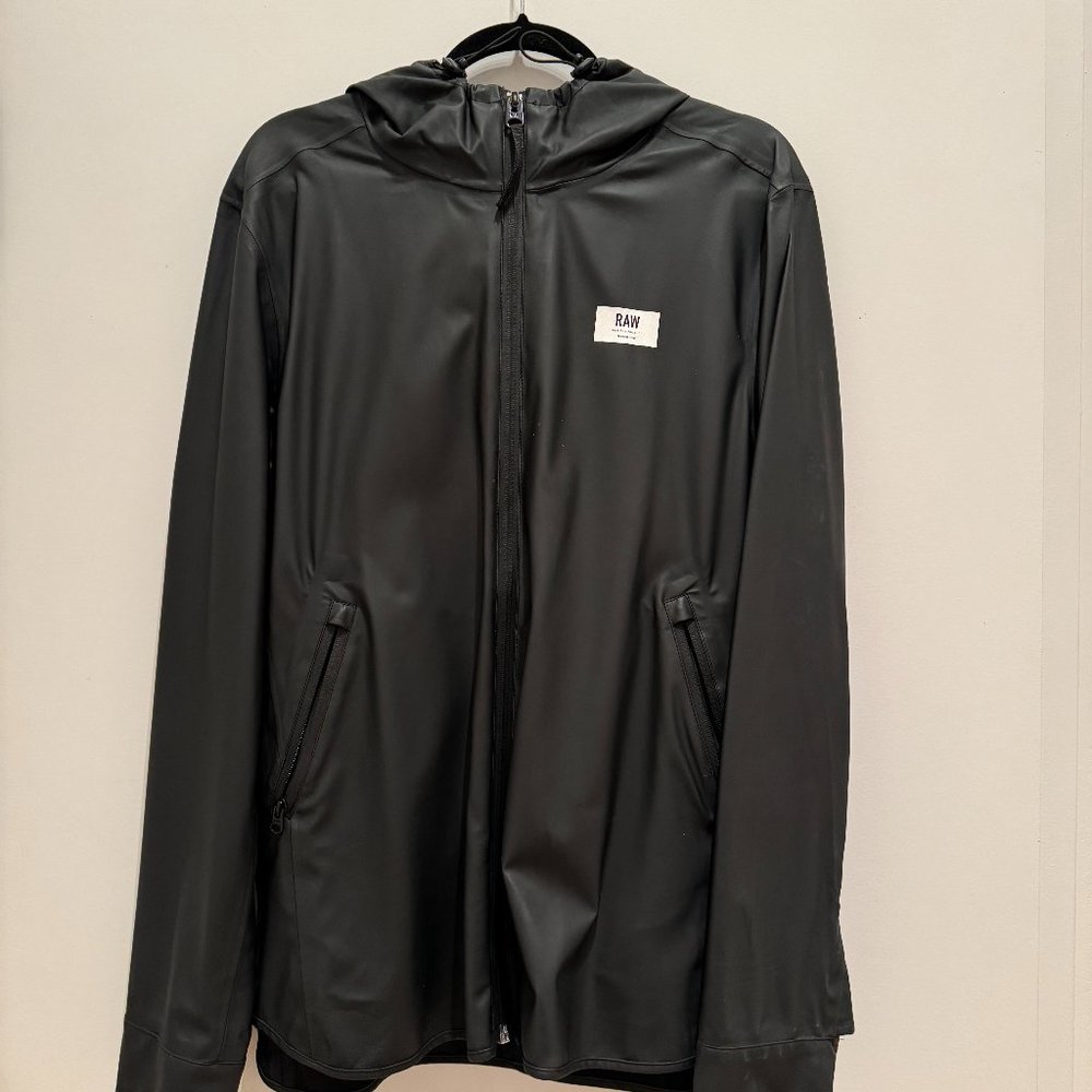 Gstar Raw Men's Rubberized Rain Coat Black Size XL